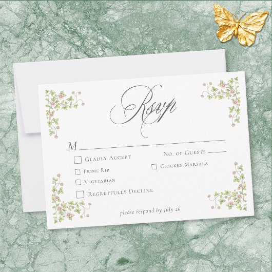 Cartons Réponse Elegant Victorian Pastel Floral Bow Wedding