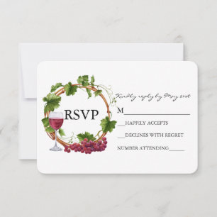 Cartons Réponse Élégant Vins de raisin Aquarelle Mariage de couron