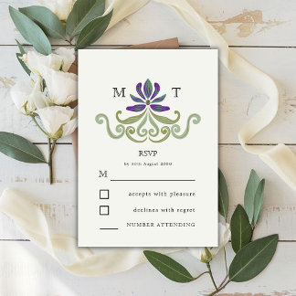Cartons Réponse Elegant Vintage Art Nouveau Floral Wedding