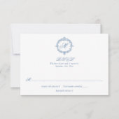 Cartons Réponse Elegant Vintage Blue Toile Monogram Wedding (Devant)