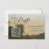 Cartons Réponse Elegant Vintage Landscape QR Code Wedding (Devant)