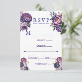 Cartons Réponse Élégant violet et Mariage Magenta Peony (Debout devant)