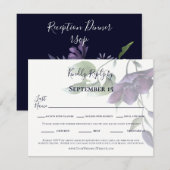 Cartons Réponse Elégant Violet Marine Bleu Crème Réception Dîner (Devant / Derrière)