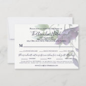 Cartons Réponse Elégant Violet Marine Bleu Crème Réception Dîner (Devant)