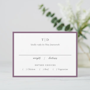Cartons Réponse Élégant violet monogramme Mariage moderne