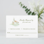 Cartons Réponse Elegant Watercolor Chapel Wedding  (Debout devant)
