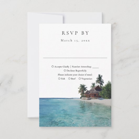Cartons Réponse Elegant Watercolor Tropical Beach Wedding (Devant)