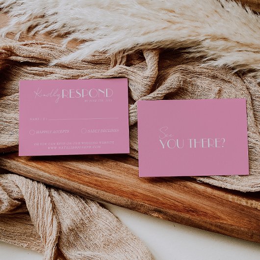 Cartons Réponse Elegant White Pink Minimalist Bright Wedding