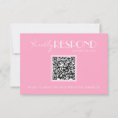 Cartons Réponse Elegant White Pink Minimalist QR Code Wedding (Devant)