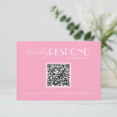 Cartons Réponse Elegant White Pink Minimalist QR Code Wedding (Debout devant)