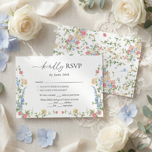 Cartons Réponse Elegant Wildflower Summer Wedding