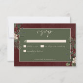 Cartons Réponse Elegant Winter Berries & Pine Burgundy Wedding (Devant)