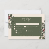 Cartons Réponse Elegant Winter Berries & Pine Ivory Wedding (Devant)