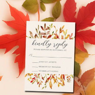 Cartons Réponse Elégante aquarelle automne feuilles Mariage