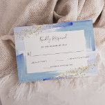 Cartons Réponse Elégante aquarelle Bat mitzvah bleu et or<br><div class="desc">Ces magnifiques et élégantes cartes de réponse rsvp Bat mitzvah présentent des traits d'aquarelle à la mode dans les tons féminins bleu clair et bleu foncé,  avec des confettis à la parties scintillant d'or faux.</div>