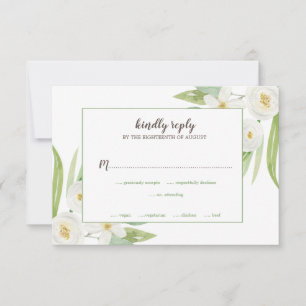 Cartons Réponse Elégante aquarelle blanc & vert Mariage floral