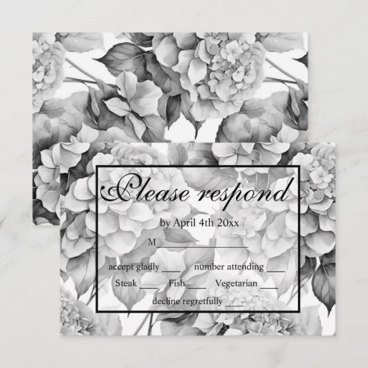 Cartons Réponse Elégante aquarelle blanche grise noire (Devant / Derrière)