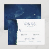 Cartons Réponse Elégante aquarelle bleu marine (Devant / Derrière)