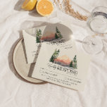 Cartons Réponse Elégante aquarelle de montagne Mariage de pin de b<br><div class="desc">Un paysage de montagne aquarelle carte de mariage des pins de bois de pin rsvp. Cela a un arrière - plan crémeux avec script noir et écrit main whimsical des mots élégants de gentillesse. Avec l'aquarelle dessinée à la main paysage de montagne à l'heure du crépuscule. Minimaliste et chic avec...</div>