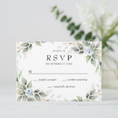 Cartons Réponse Elégante aquarelle Dusty Blue Foliage Mariage (Debout devant)