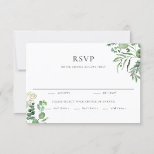 Cartons Réponse Elégante aquarelle Eucalyptus Mariage vert