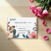 Cartons Réponse Elégante aquarelle Floral Bride Groom Chic Mariage