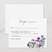 Cartons Réponse Elégante aquarelle Iris mariage de script de fleur (Devant / Derrière)