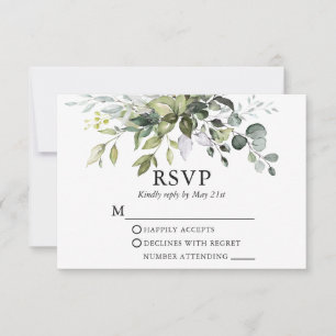 Cartons Réponse Elégante aquarelle moderne Mariage vert