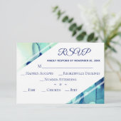 Cartons Réponse *~* Elégante aquarelle moderne Turquoise Mariage R (Debout devant)