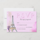 Cartons Réponse Elégante Aquarelle Paris Rose or Tour Eiffel (Devant)