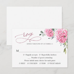 Cartons Réponse Elégante aquarelle rose Hydrangée Mariage floral
