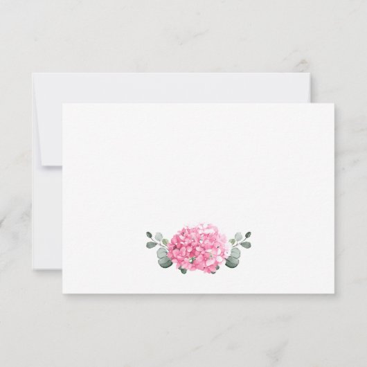 Cartons Réponse Elégante aquarelle rose Hydrangée Mariage floral (Dos)