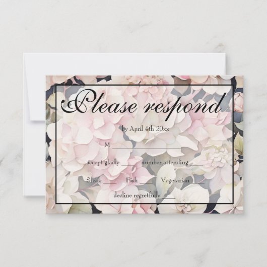 Cartons Réponse Elégante aquarelle rose hydrangées florales (Devant)