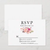 Cartons Réponse Elégante aquarelle rose Mariage (Devant / Derrière)