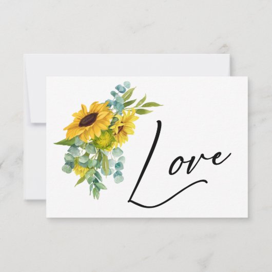 Cartons Réponse Elégante aquarelle Tournesol & Eucalyptus (Dos)
