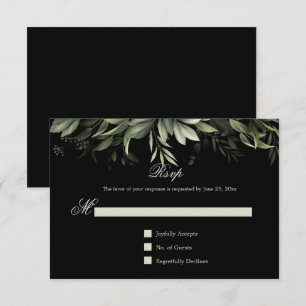 Cartons Réponse Elégante aquarelle verte sur Arrière - plan noir