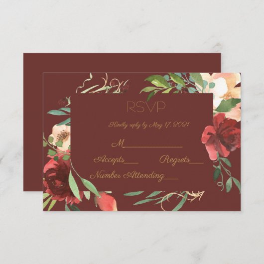 Cartons Réponse Elégante bordure du jardin d'aquarelle (Devant / Derrière)