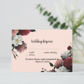 Cartons Réponse Elégante Bourgogne et Fleurs roses (Debout devant)