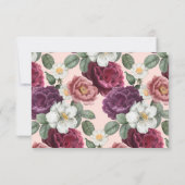 Cartons Réponse Elégante Bourgogne et Fleurs roses (Dos)