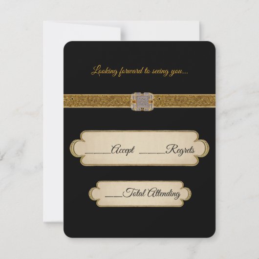 Cartons Réponse Élégante Broche en Paillettes Noires et Or  (Dos)