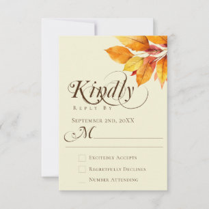 Cartons Réponse Élégante Calligraphie Aquarelle Feuilles D'automne