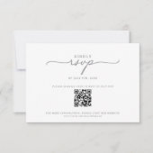Cartons Réponse Élégante Calligraphie Code QR Gris Mariage (Devant)