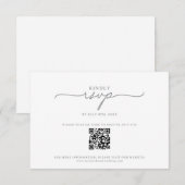Cartons Réponse Élégante Calligraphie Code QR Gris Mariage (Devant / Derrière)