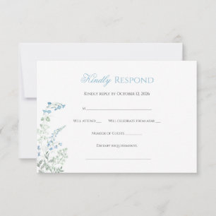 Cartons Réponse Élégante calligraphie florale bleu poussiéreux