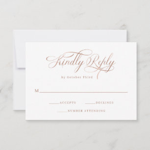Cartons Réponse Élégante calligraphie Mariage d'or Rose Faux