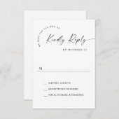 Cartons Réponse Élégante calligraphie minimaliste simple Noir Blan (Devant / Derrière)