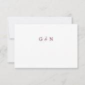 Cartons Réponse Élégante calligraphie moderne Mariage rouge Bourgo (Dos)