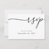 Cartons Réponse Élégante calligraphie noire sur Mariage blanc (Devant)