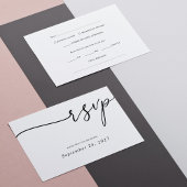 Cartons Réponse Élégante calligraphie noire sur Mariage blanc