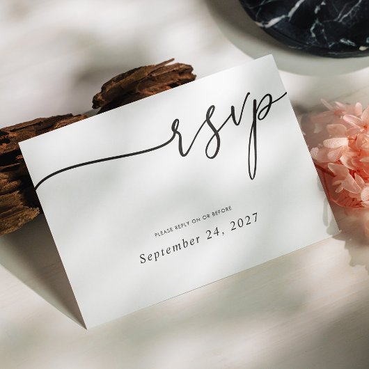 Cartons Réponse Élégante calligraphie noire sur Mariage blanc